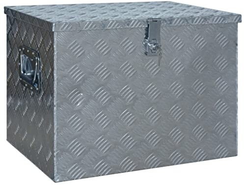 vidaXL Aluminium Box Storage Chest Belt Box Organiser Trunk Drawbar Box Trailer Box Rust Resistant and Durable 610x430x455mm Silver