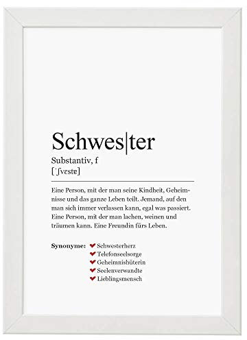 Ritter Mediendesign Bild Kunstdruck im Rahmen Worterklärung Definition Synonym Poster Druck Deko Geschenkidee Din A4 (Definition: Schwester, Din A4)