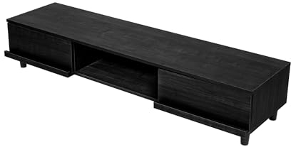 Iris Ohyama, TV-Möbel, TV-Schrank, TV-Bank, TV-Halterung für Bildschirme bis zu 65 Zoll, 4 Regale, Kabelauslass, Zeitgenössisch, Schlafzimmer, Wohnzimmer - TV Cabinet BAB-150A - Schwarze Eiche