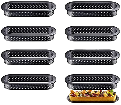 Rkllejs 8 Stück Kuchenform, Perforierte Tortenringe, Kuchenform Perforierte Ring, Gebäck und Backwerkzeuge für Die Herstellung Von Mousse, Pie, Quiche, Kreis, Donuts, Kekse, Burger