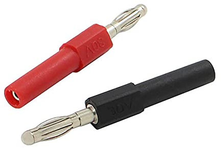 ikarex-shop 2X Bananenstecker 4mm auf Bananenbuchse 2mm Kupplung (1x Rot und 1x Schwarz) Adapter Lautsprecher Jack HiFi Audio RC