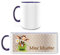 Manutextur Tasse mit Namen - personalisiert - Motiv Kuh 2 - viele Farben & Motive - weiß/dunkelblau - persönliches Geschenk mit Wunsch-Motiv und Wunsch-Name