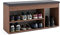 KOMTO Schuhbank mit Sitzfläche - Schuhregal Bank mit Stauraum Nussbaum 100 x 48 x 32 cm Schuhschrank mit Sitzbank Flur Bank Garderobenbank Sofia