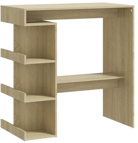vidaXL Bartisch mit Regal Bartresen Stehtisch Tresentisch Bistrotisch Küchentisch Loungetisch Tisch Sonoma-Eiche 100x50x101,5cm Holzwerkstoff