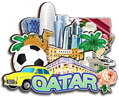 Qatar Magnet Kühlschrankmagnet Holz 3D Sehenswürdigkeiten Reise Sammlerstück Souvenirs Dekoration handgefertigt