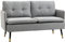 HOMCOM Canapé 2 Places Design scandinave Tissu Effet Lin Gris avec Passepoil 139 x 68 x 80 cm
