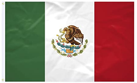 Bandera México – 60 x 90 cm – Tejido reforzado – Costura duradera – Colores vivos – Bandera exterior interior – Ojales integrados – Bandera nacional