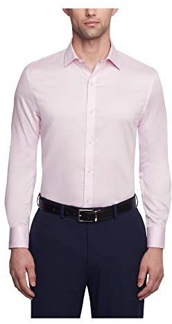 Tommy Hilfiger Camicia da uomo Slim Fit Stretch Twill, Rosa classico, 46 cm Collo 86 cm- 89 cm Manica
