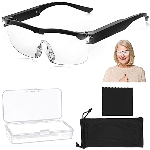 Lupe mit Licht als Lesehilfe und Sehhilfe,Lupenbrille mit Licht,Kopf Lupenbrille für Brillenträger,300% Vergrößerungsbrille mit 2 LED Lichts,Lupenbrille Hands Free,Lese Lupenbrillen (17)