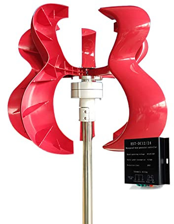 BAIYITONGDA Generatore Eolico ad ASSE Verticale 300W con Regolatore di Carica, Kit Generatore Eolico a 5 Pale per Nautica, Camper, Casa,24v