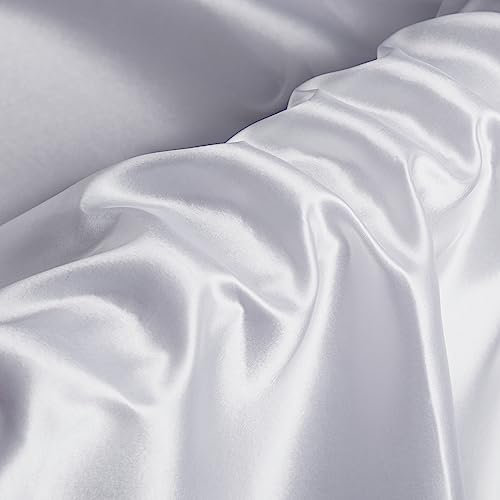 Seidiger Satin-Stoff für Hochzeit, Dekoration, Party, Mode, Bekleidung, Basteln, Nähen, Weiß, 91 cm breit
