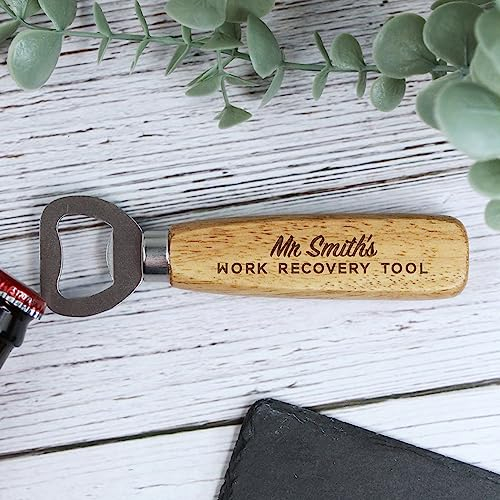 eBuyGB Personalised Wooden Bottle Opener, Teacher's Work Recovery Tool Beer Bottle Opener, Gift for Teacher, Appreciation Thank You Gift for Him, End of Term