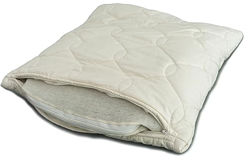 GIRAFFENLAND Bio Dinkelspelzkissen 40x40cm Komfort-extra Bio-Steppware + Bio Dinkel mit zusätzlichem Inlett | ungefärbt und ungebleicht | Schlafkissen, Kopfkissen