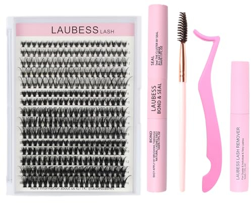 Lash Extension Set 300 Pcs Wimpern Extensions Set Bond and Seal Lash Glue Wimpernbürste Klebereste Entferner Wimpern Pinzette Cluster Lashes DIY Lashes Extension Kit (Set 20D/40D/50D-0.07D-8-16)