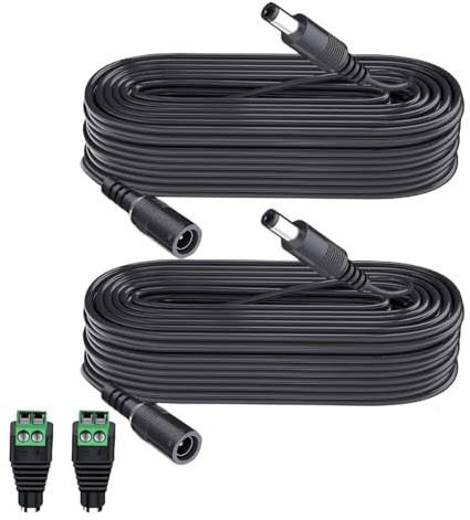 Lonnky 5 Meter Power Extension Cable With LED Strip Light Connectors, Compatible With Govee LED Strip Lights (KSIPZE, Grovee), TV Box (Nokia 8010, TX3 Mini+), Security Camera - 2-Pack