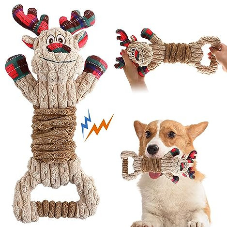 Gobesty Hundespielzeug Unzerstörbar, Große Hund Weihnachten Plüsch Hundespielzeug Welpen, Kauspielzeug Hund, Interaktives Hundespielzeug Quietschend, Kuscheltier Für Hunde Für Lindert Langeweile