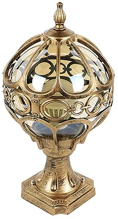 Quevia-Eletro Vintage Sockelleuchte Außen E27 Wegelampe Gartenlampe Kugel Laterne Retro Standleuchte Wasserdichter IP44 Säule Lampe Tür Villa Rasen Pollerleuchte Wegeleuchten,Bronze H50CM