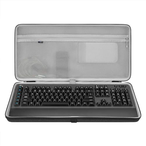 Geekria Keyboard Hard Shell Travel Carrying Case, Compatible with Logitech G613 Keyboard and G305 Gaming Mouse Case Combo (Dark Grey)