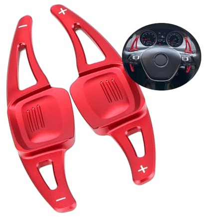 ontto Auto Lenkrad Schaltwippen Verlängerung Schaltpaddel Passt für VW Golf7.5 MK7 Golf 8 MK8 VW Polo MK6 Passat B8 TiguanTouareg Atlas Metall Shift Paddle Shifter Erweiterung Innendekoration-Rot