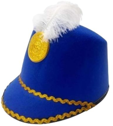 Amagogo Amerikanische Blaskapelle Hut Band Major Hut Neuheit Stilvoller Zirkusdirektor Drum Major Hut mit Feder für Halloween-Kostüm, Blau