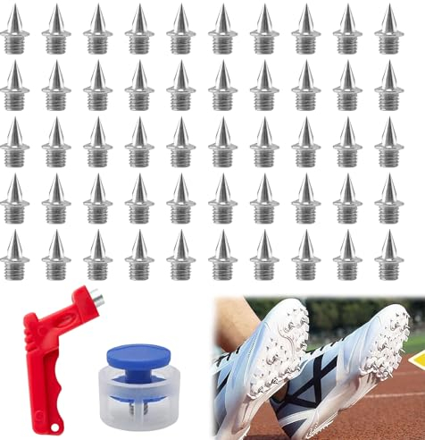 Spike Nägel, Track Spikes Ersatznägel, 50 Stück Leichtathletik Spikes Ersatz, Spike Nägel 5mm mit Spikeschlüssel, Leichtathletik Ersatzdornen Spikes für Weitsprung, Laufen, Wandern, Hochsprung, Hürden