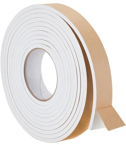 BENECREAT 5m Self Adhesive Foam Strip, 30mm(W) x 6mm(T) Foam Insulation Tape Self Adhesive High Density Weather Strip Seal for Window, Door Car, Turck, Air Conditioner, White