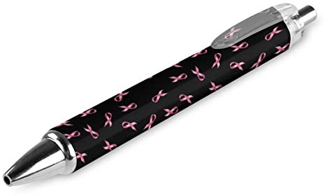 fifbird Lot de 4 stylos à bille rétractables avec ruban rose pour le cancer du sein - 0,5 mm - Cadeau unique - Joli stylo à encre noire