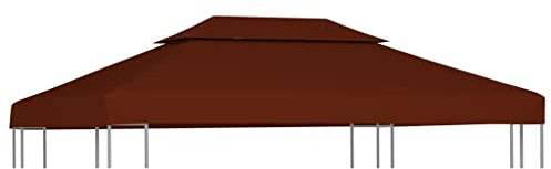 Toile de Toit de Rechange pour Pavillon Tonnelle Tente, Toit de Remplacement pour Gazebo Toile supérieure Double de belvédère 310 g/m² 4x3 m Terre Cuite