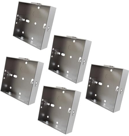 rhinocables Metal 1 Gang Single Socket Back Box, Single Pattress Box Mount, Flush Mount (5 Pack, 16mm)
