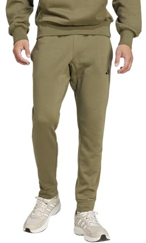 adidas Men's Essentials FeelCozy Fleece Pants, Olive Strata/Black, Large Tall