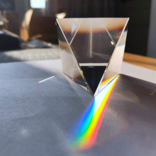ZGPjubilant Kristall 60mm Optisches Glas Transparent Regenbogen Rechteckige Polyeder Popularisierung Wissenschaft Studium Student Pyramide Prisma Ornament