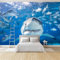 Fototapete Hai-Fischschule 300x210 cm Wandtapete, Vliestapete Fotoposter Wandbild, Moderne Wanddeko, für Schlafzimmer Wohnzimmer Kinderzimmer, Panorama 3D Effekt