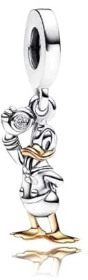 Wedanor Charme Donald Duck Lab gewachsen Charms-Anhänger 925 Sterling Silber Charm Bead Pendant für Europäische Armbänder und Halsketten