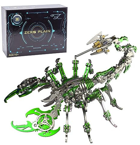 ToyGhillied 3D Metall Puzzle Modellbausatz, DIY 3D Puzzle Mechanisch Skorpion Modell, 200 Teile Steampunk Metall 3D Modell DIY Ornament für Erwachsene (Grün)