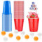 Maridergo 60 Pack 16 Oz Plastic Party Cups Set with 20 Red Cup, 20 Blue Cup, 10 Ping Pong Balls, 10 Dice, American Style Frat Party Cups Beer Pong Cups Set for Fun Party Games, Drinks 480ML