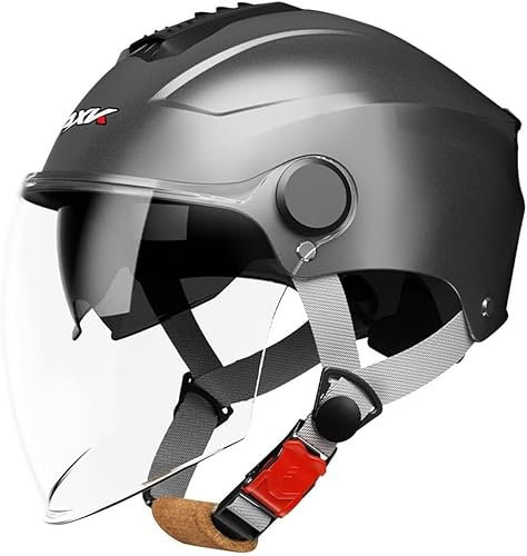 Street Open Face Motorradhelm Zugelassen Urban Streetfighter Biker Crash Lid for Männer Frauen(Grau)