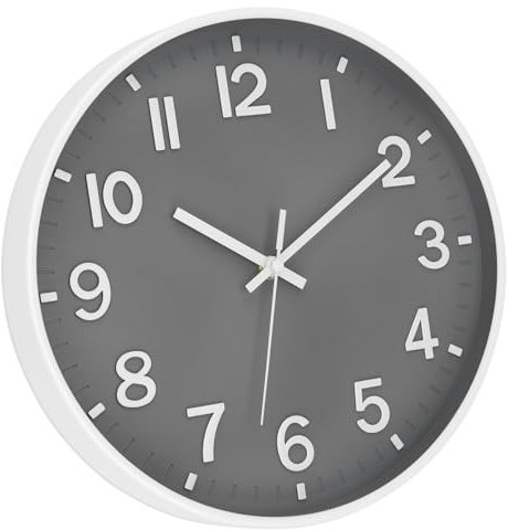 Foxtop Wanduhr Modern Ohne Tickgeräusche Lautlos Silber Groß Zahlen Uhr für Küche Wohnzimmer Badezimmer Schlafzimmer 30 cm