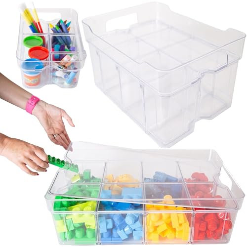 STORM TRADING GROUP Plastic Storage Modular Compartments Adjustable & Stackable Storage For Craft, Beads & Food Organiser (1, Large (55cm x 35cm x 12.5cm))