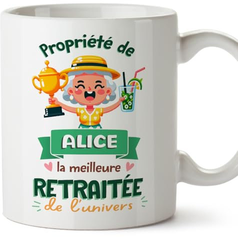 Mugffins Tasses Personnalisables pour RETRAITÉE femme - En Français - Cadeau Personalisé- Propriété de - 11 oz / 330 ml