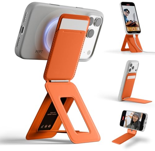 MOFT Handy Stativ für Smartphone, [Ultra Dünn & Tragbar] Faltebar MOVAS Veganes Leder Stativ für Magsafe, 3-in-1 Handy Ständer mit Magnetische Kartenhalter, Mini Selfie Stick, Sonnenaufgang