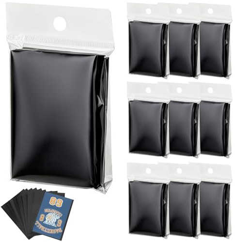 QWORK® 500 Pcs Black Card Sleeves, 66 X 91 Mm, for Trading Cards, Game Cards, and Sports Cards