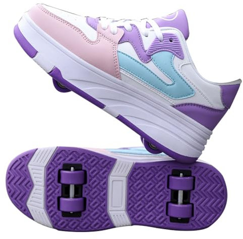 WOWEI Schuhe mit Rollen für Jungen Mädchen Skateboardschuhe Sportschuhe Rollschuhe Kinder Erwachsene 2-in-1-Multifunktionsrollschuhe Sneakers Mit Rollen Outdoorschuhe (BZX-CK3, 39)