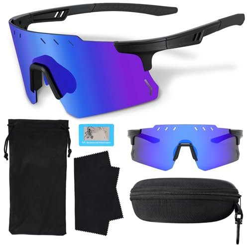 Uilfsur Schnelle Brille Rave Sonnenbrille Herren Damen Polarisiert,Fahrradbrille Sunglasses Herren UV400,Sportbrillen für Outdoor-Aktivitäten wie Reiten Skifahren Angeln Laufen Reisen usw