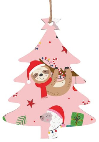 Weihnachten Holz Ornamente für Baumschmuck Weihnachten Lama Faultier Hängende Kugel Home Decor (Weihnachtsbaumform)