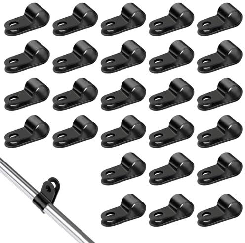 100 pcs R Type Cable Clips, 1/4 Nylon P Clips, Black Cable Cleats, Wire Clamp for Electrical Wire Conduit Cables Management
