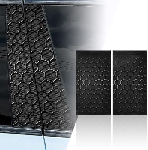 Blueshyhall B Säulen Aufkleber Auto Waben Motiv, 2 Stück Mittelsäule Aufkleber Schwarz mit Hexagon Muster Kratzfest Wasserfest, Coole Auto Aufkleber Seiten Car Tuning Sticker (D)