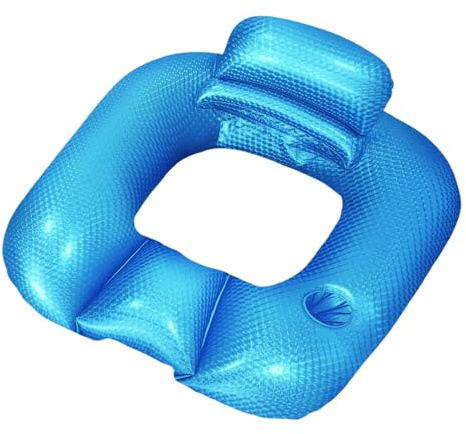 Aufblasbare Poolliege für Erwachsene, Floß mit Getränkehalter, Entspannungsbett mit Rückenlehne für heiße Tage, Strand, Hinterhof, Pool