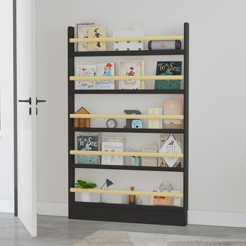 Tazyee Bücherregal, hinter der Tür, Bücherregal, Holz, 3/4/5/6 Etagen, für Spielzeug und Bücher, platzsparende Wandhalterung, schmal (individuelle Farben, 5 Ablagen/80 x 9,9 x 145 cm)