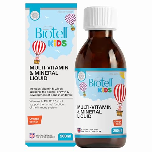 Biotell Kids Multivitamin Liquid 200ml – Liquid Vitamins for Kids & Toddlers – 16 Vitamins & Minerals with Iron, Iodine & Vitamin D3 – Ideal for Fussy Eaters – Immune, Bone & Energy Support