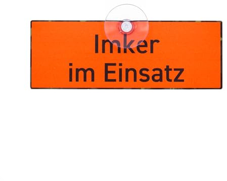 Imker im Einsatz Schild fürs Auto mit Saugnapf – gut sichtbares Autoschild für Imkerei, Bienenzüchter und Bienenschwarm – UV-beständiger Aluminium-Verbund – 18 × 6,5 cm